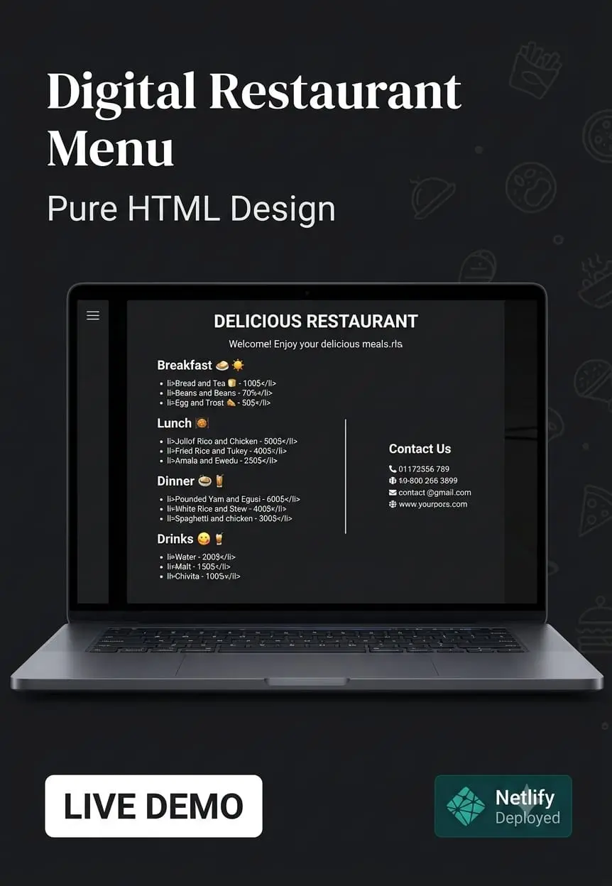 برمجة وتصميم منيو إلكتروني تفاعلي للمطاعم والمقاهي (QR Menu