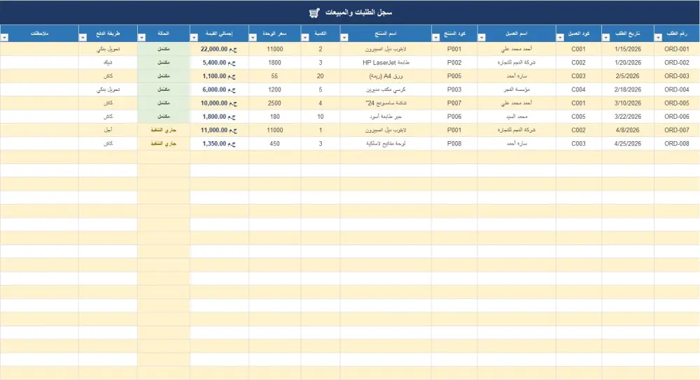 ملف Excel احترافي لإدارة المبيعات مع تقارير ولوحات تحكم