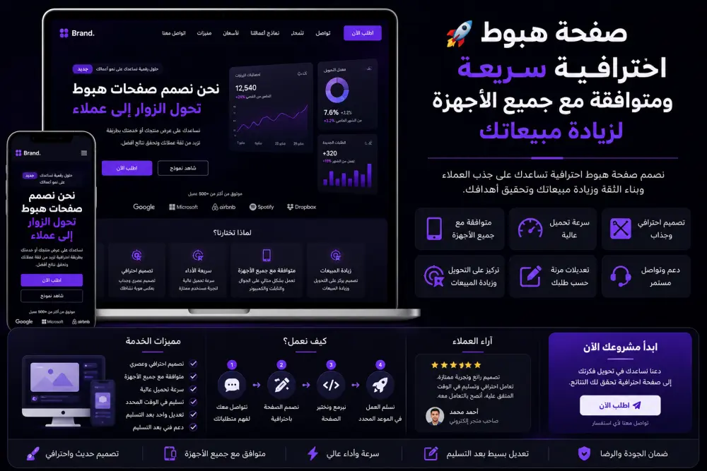 🚀 تصميم صفحة هبوط احترافية سريعة ومتوافقة مع جميع الأجهزة