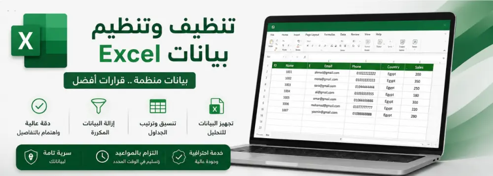 تنظيف وتنظيم بيانات Excel وتجهيزها للتحليل.