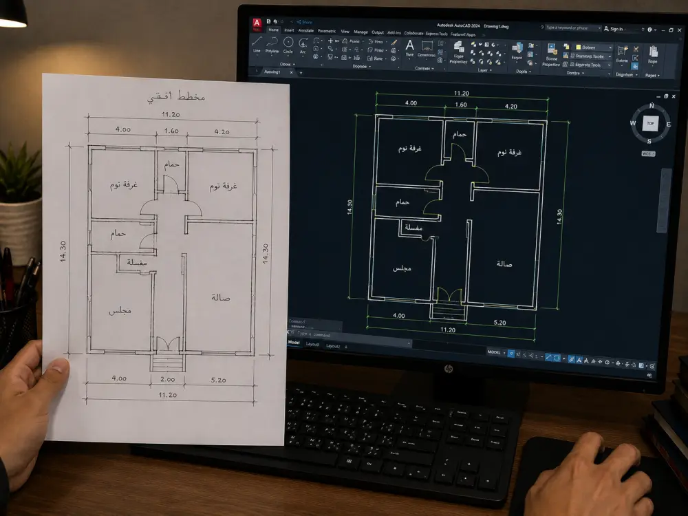 تحويل الرسم اليدوي أو ملفات PDF والصور إلى AutoCAD (DWG) باحترافية