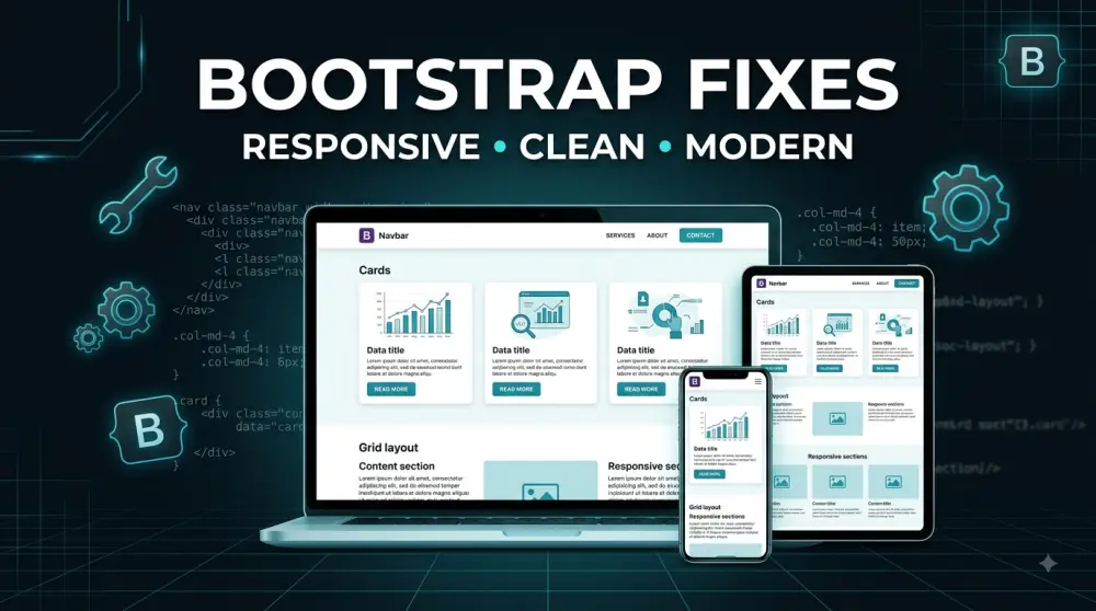إصلاح وتعديل مشاكل HTML وCSS وBootstrap في موقعك.