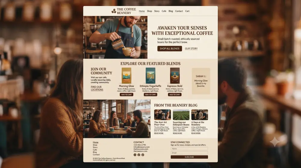 تصميم صفحة هبوط (Landing Page) احترافية لمقهى بأسعار تنافسية