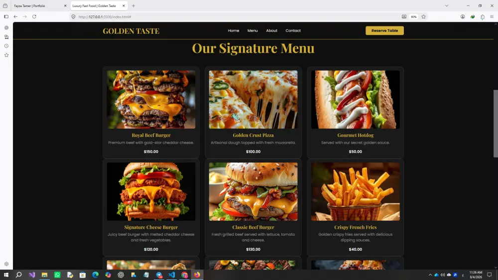 🍔 من أول نظرة… هتحس بطعم المكان! سأحوّل هوية مطعمك إلى Website عصري وجذاب يجمع بين التصميم الفخم وروح الـFast Food، ليقدم تجربة بصرية تشد العميل وتخليه يستكشف المنيو ويتعرف على المطعم بسهولة.
