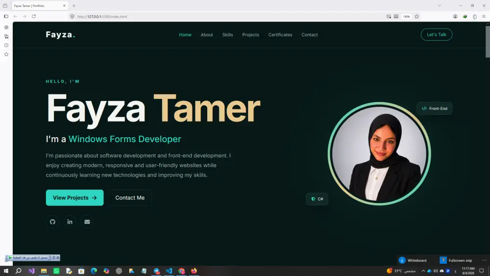 سأقدم تصميم وتطوير Portfolio Website احترافي وعصري وتفاعلي يعكس هوية العميل ويعرض مهاراته ومشاريعه بشكل جذاب ومنظم، مع تصميم Responsive مناسب لجميع الأجهزة وتجربة مستخدم سلسة.