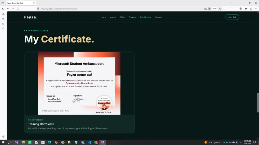 سأقدم تصميم وتطوير Portfolio Website احترافي وعصري وتفاعلي يعكس هوية العميل ويعرض مهاراته ومشاريعه بشكل جذاب ومنظم، مع تصميم Responsive مناسب لجميع الأجهزة وتجربة مستخدم سلسة.