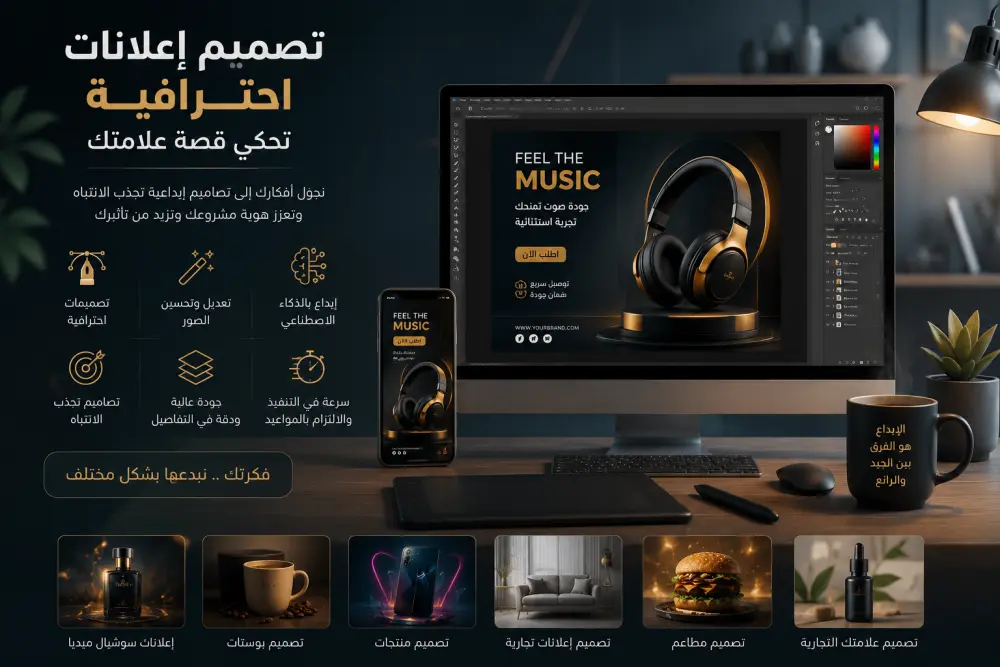 تصميم العلانات و صور باستخدام Ai لاي منتج و اي مشروع