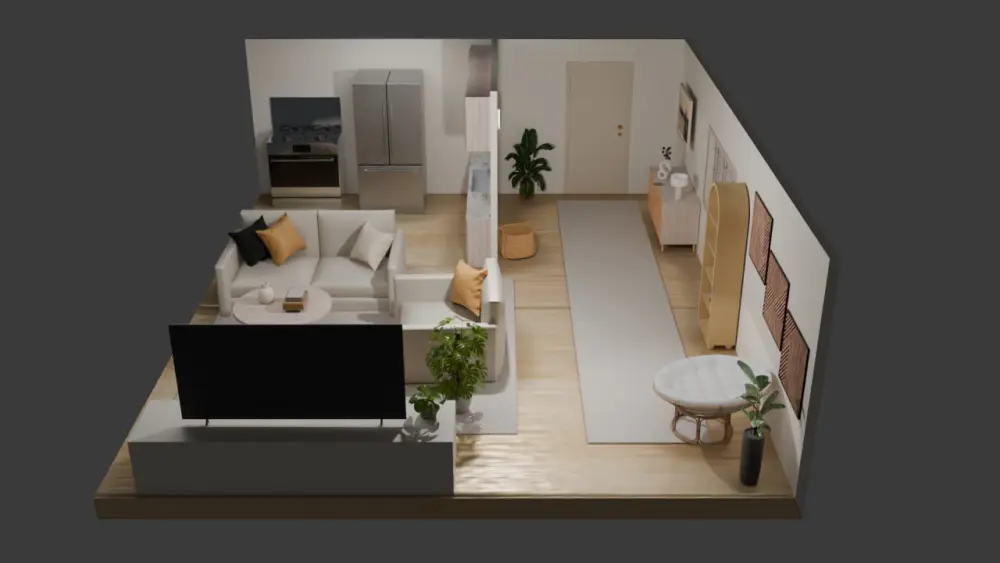تحويل المخططات والصور إلى تصاميم 3D واقعية للمساحات الداخلية ببرنامج Blender (صور + فيديو)