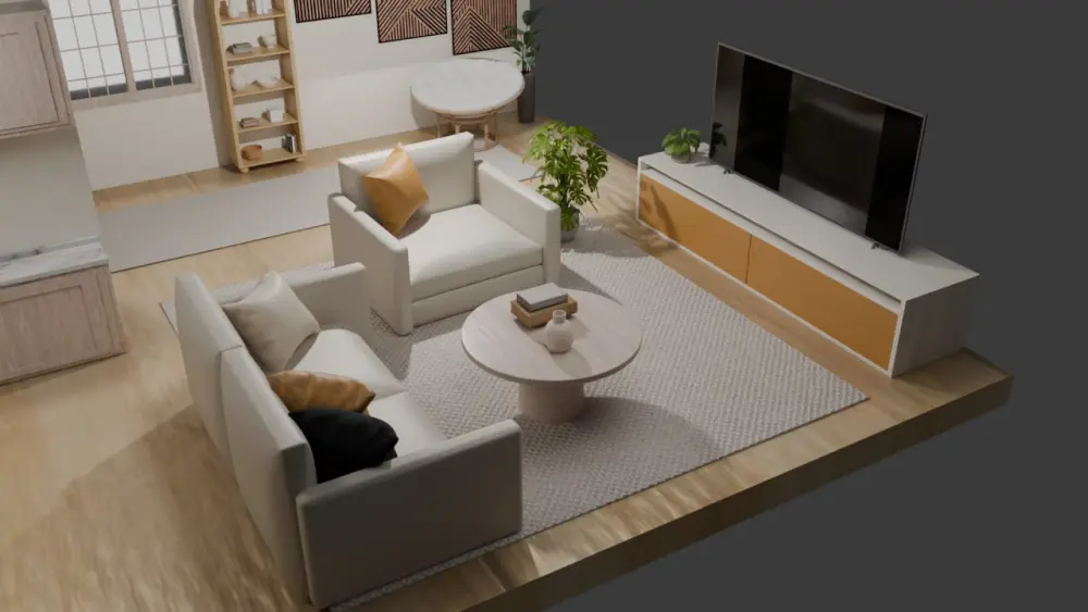تحويل المخططات والصور إلى تصاميم 3D واقعية للمساحات الداخلية ببرنامج Blender (صور + فيديو)