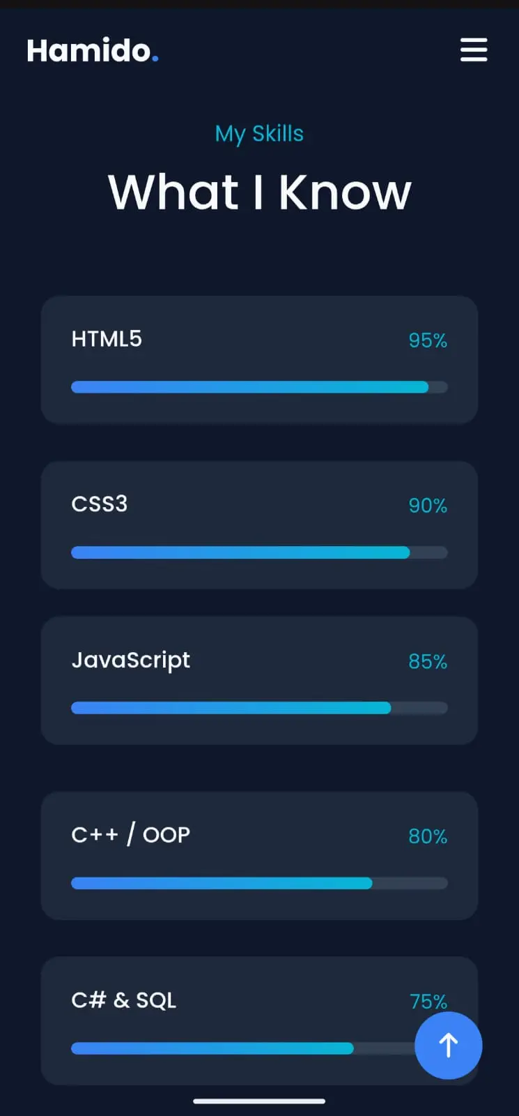 تصميم موقع بورتفوليو شخصي باستخدام html , css , javaScript