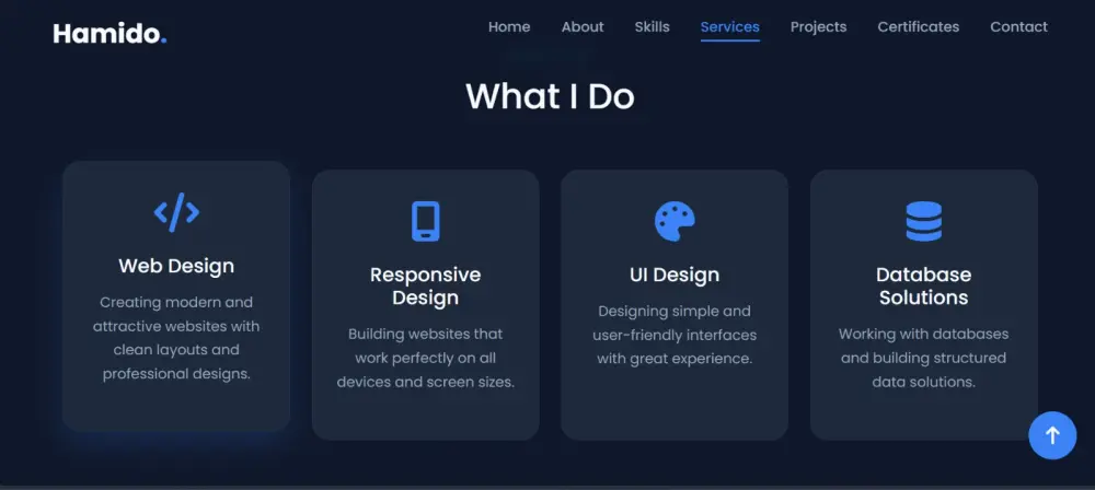 تصميم موقع بورتفوليو شخصي باستخدام html , css , javaScript