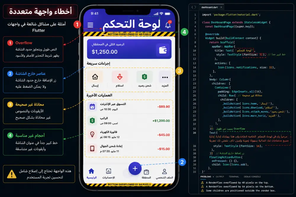 إصلاح مشكلة برمجية في تطبيق Flutter