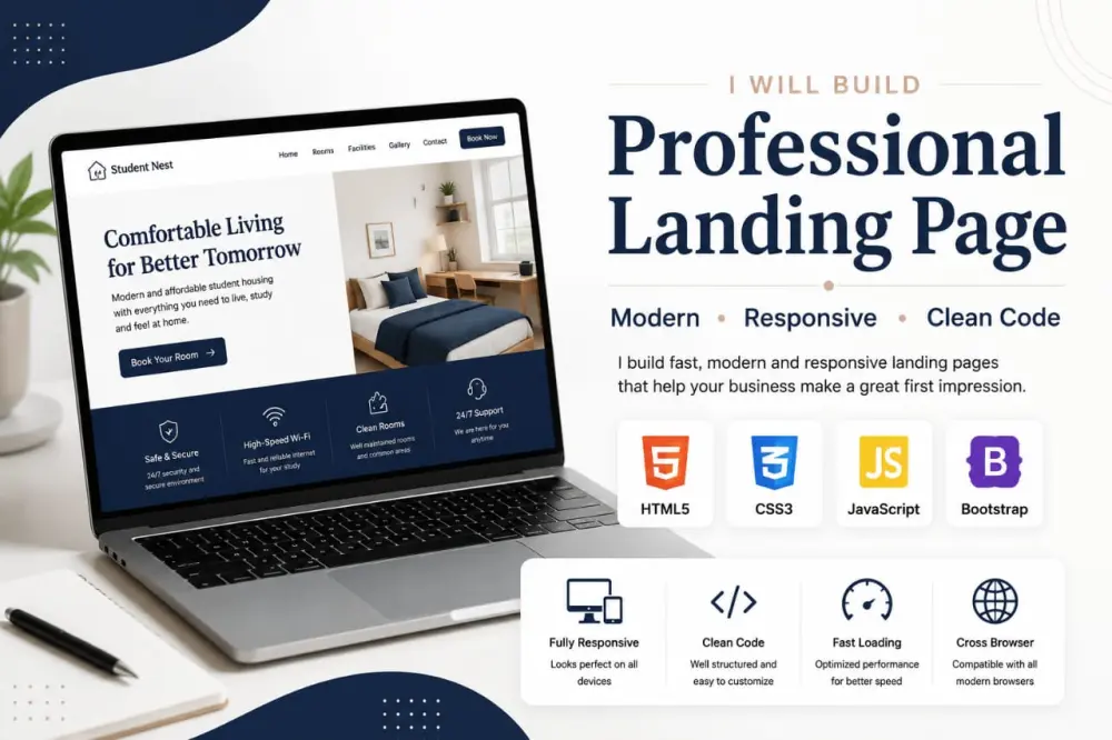 تصميم وتطوير صفحة Landing Page أحترافية و متجاوبة