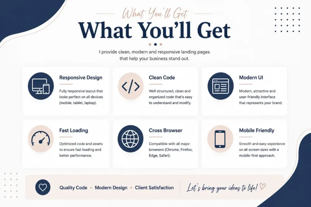 تصميم وتطوير صفحة Landing Page أحترافية و متجاوبة