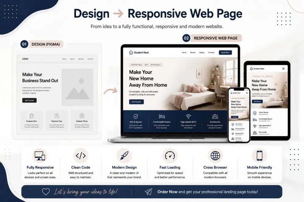 تصميم وتطوير صفحة Landing Page أحترافية و متجاوبة