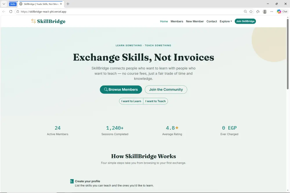 سأصمم وأطور صفحة ويب تفاعلية باستخدام React