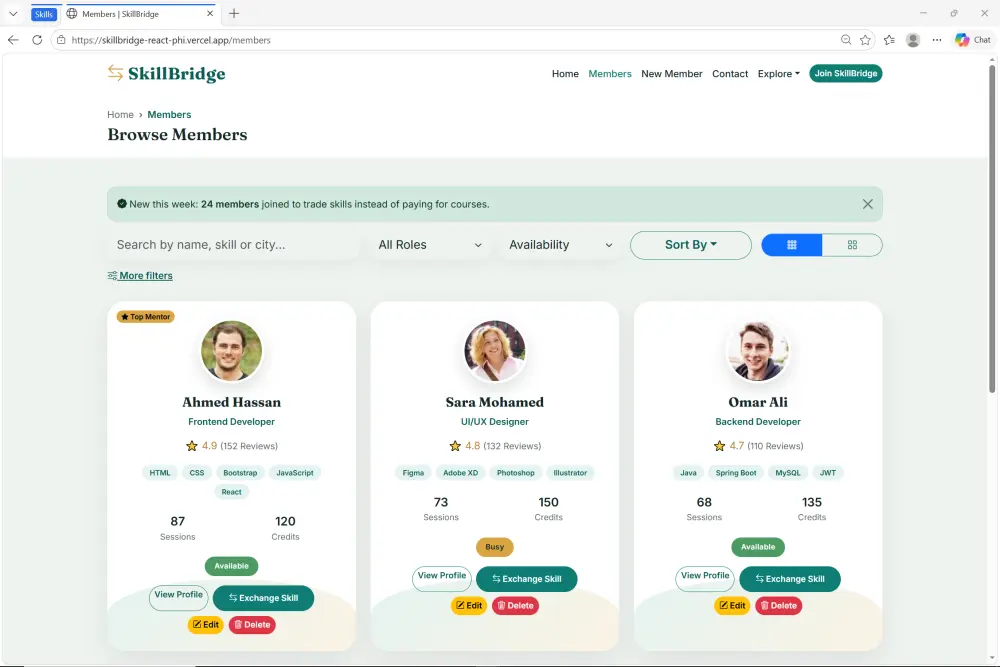 سأصمم وأطور صفحة ويب تفاعلية باستخدام React