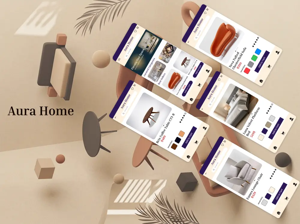 تصميم واجهات تطبيق "Aura Home"
