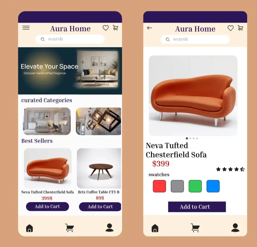 تصميم واجهات تطبيق "Aura Home"