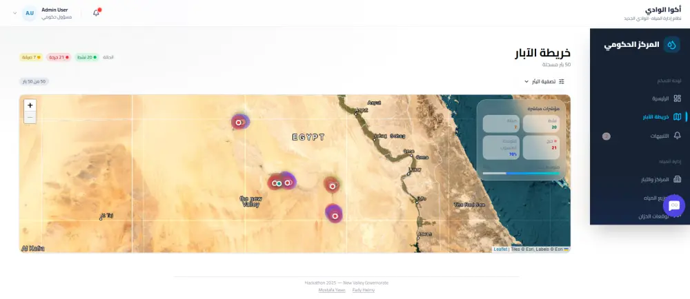 تطوير منصة AquaValley الذكية لإدارة المياه والري (متأهلة لنهائيات الهاكاثون الوطني)