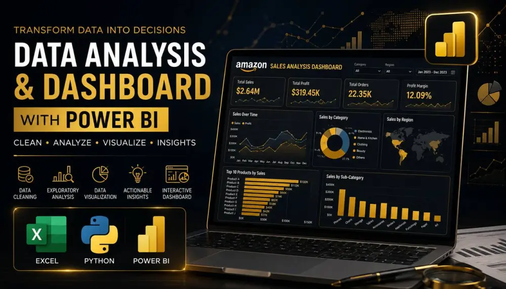 تنظيف و تحليل البيانات باستخدام Python /Excel  وتصميم Dashboard تفاعليه