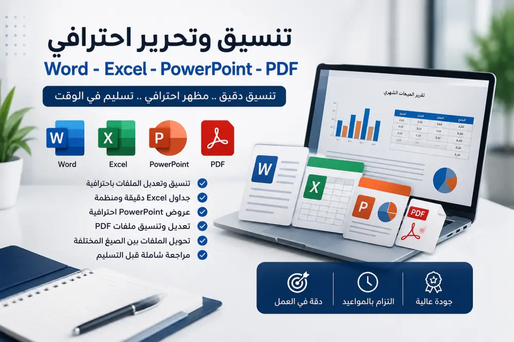 تنسيق وتحرير ملفات Word وExcel وPowerPoint وPDF باحترافية