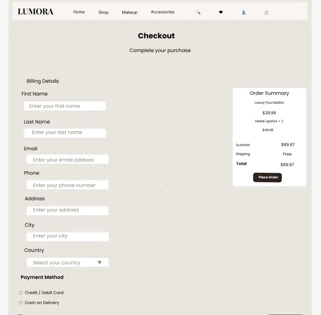 تصميم واجهة موقع ويب احترافية UI/UX