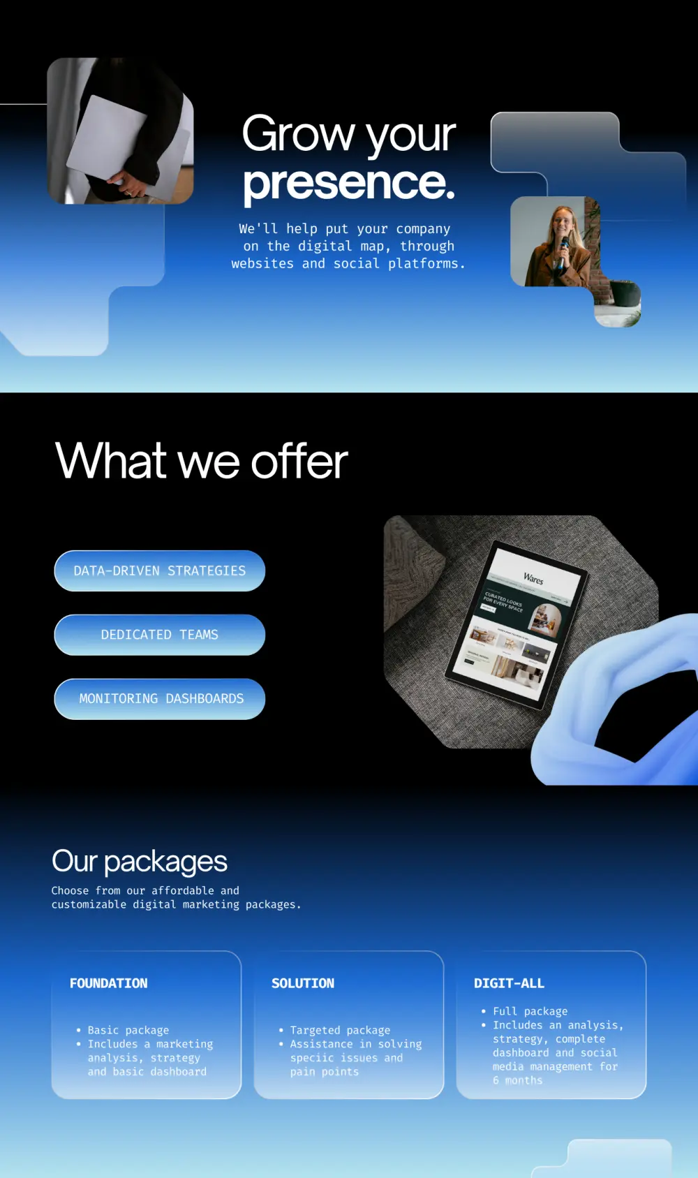 تصميم وبرمجة صفحة هبوط (Landing Page) عصرية وسريعة متجاوبة مع جميع الشاشات
