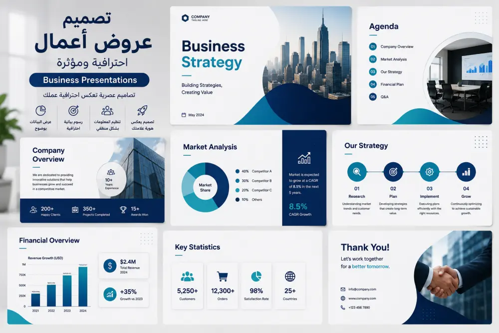 تصميم عروض تقديمية احترافية ومنظمة