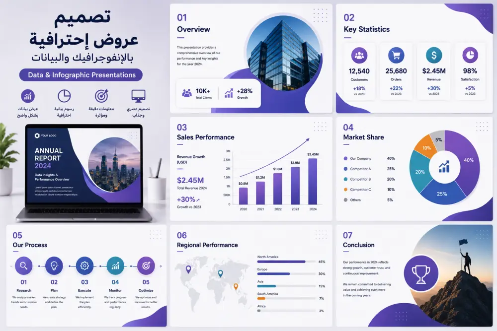 تصميم عروض تقديمية احترافية ومنظمة