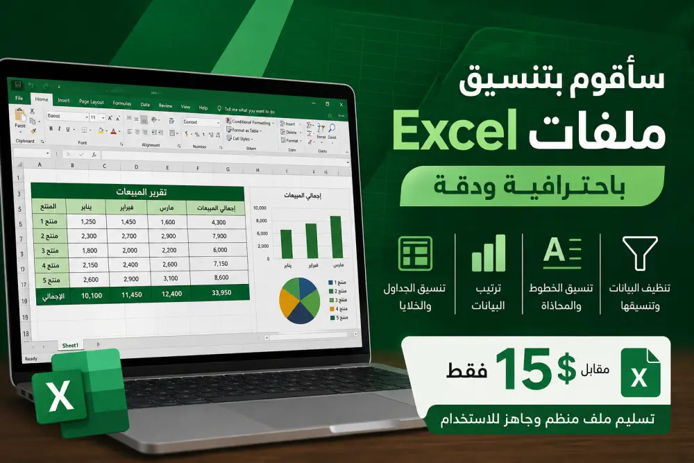 تنسيق وتنظيم ملفات Excel باحترافية ودقة