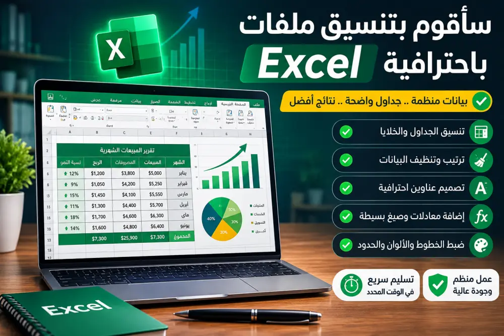 تنسيق وتنظيم ملفات Excel باحترافية ودقة