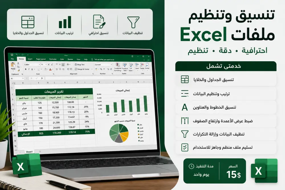 تنسيق وتنظيم ملفات Excel باحترافية ودقة
