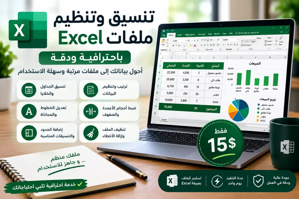 تنسيق وتنظيم ملفات Excel باحترافية ودقة