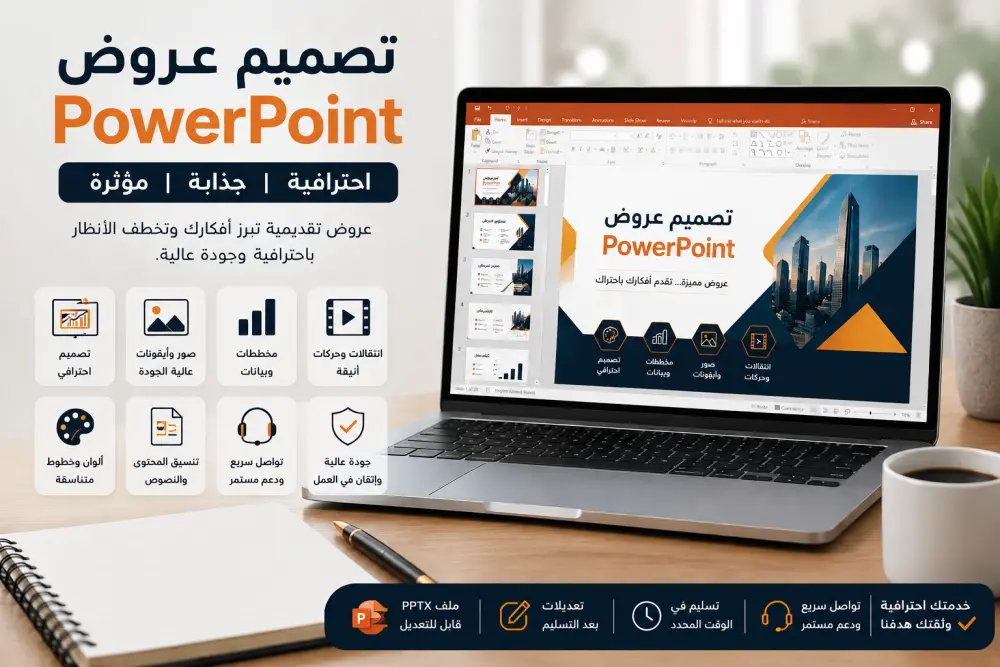 تصميم عروض PowerPoint احترافية ومميزة للشركات والمشاريع
