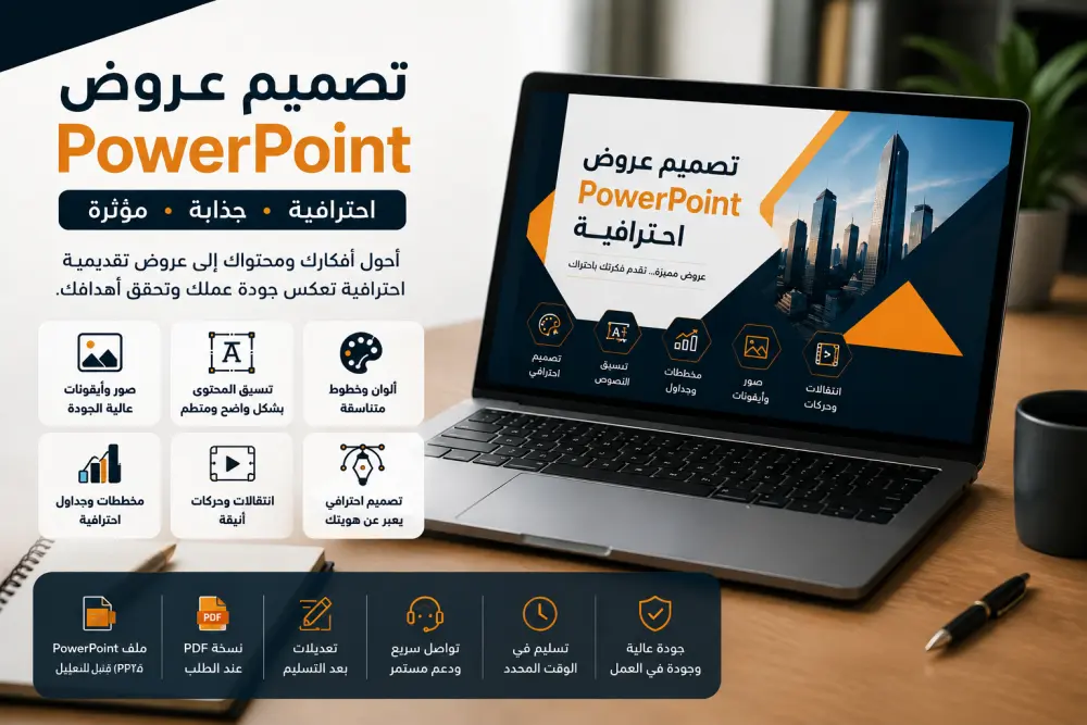 تصميم عروض PowerPoint احترافية ومميزة للشركات والمشاريع
