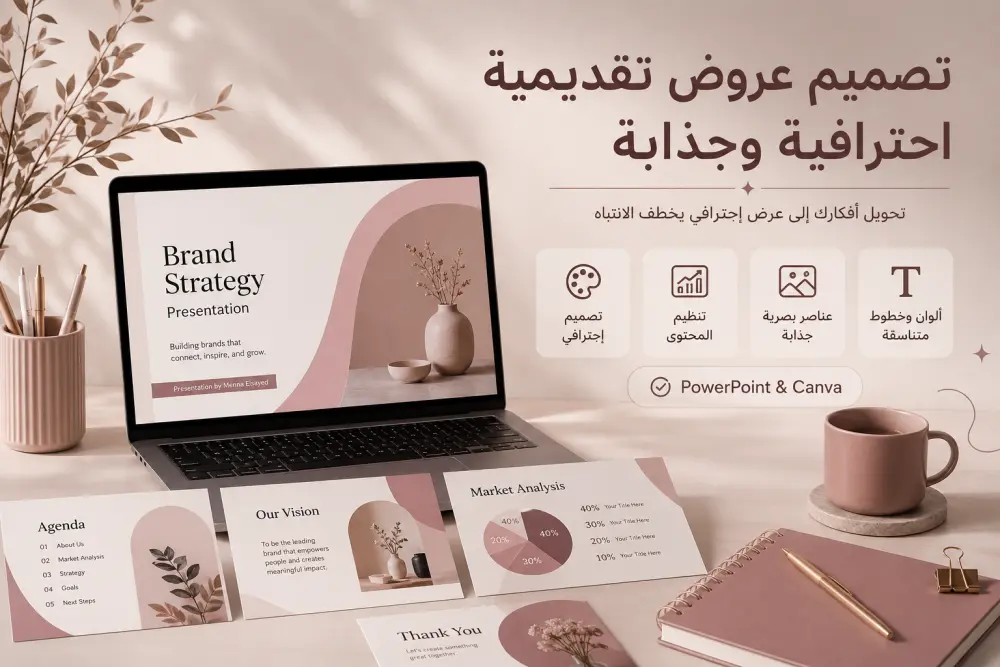 تصميم عروض تقديمية احترافية وجذابة PowerPoint & Canva  مكونه من 5 ـ 10 عدد سلايدات