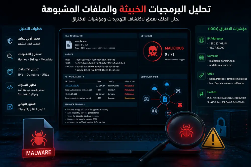 تحليل البرمجيات الخبيثة والملفات المشبوهة