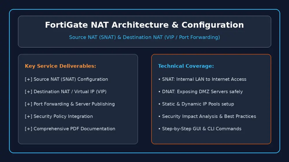 إعداد وتوثيق سياسات NAT في جدار حماية FortiGate (Source NAT & Destination NAT)