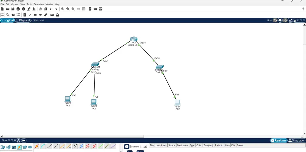 سأقوم بتصميم ومحاكاة شبكة باستخدام Cisco Packet Tracer