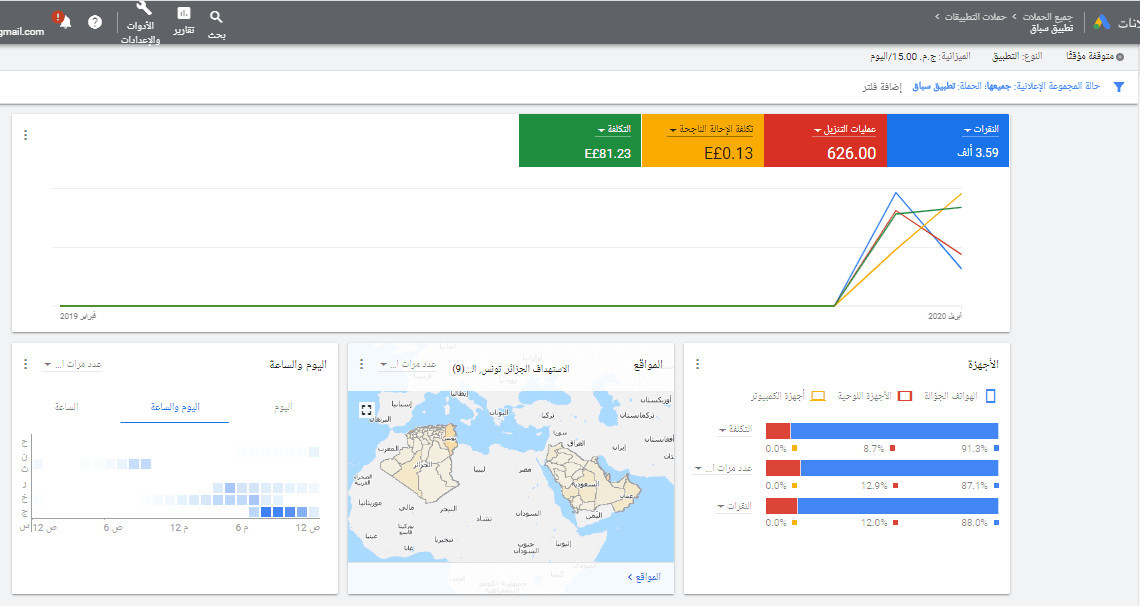 حملة إعلانية لـ(قناتك,تطبيقك) عبر Google AdWords