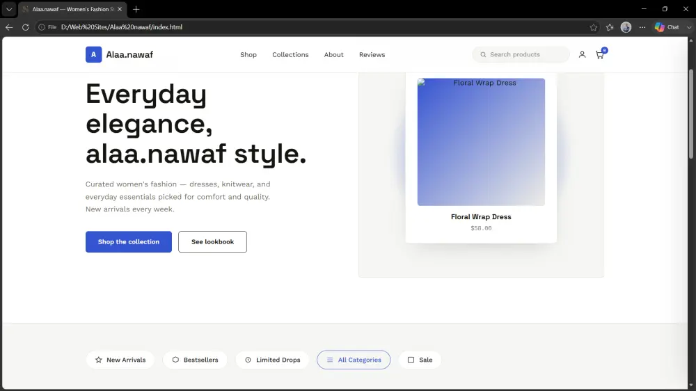 تطوير موقع ويب احترافي ومتجاوب باستخدام HTML وCSS وJavaScript