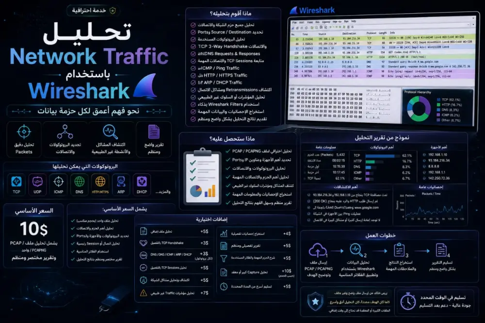 تحليل Network Traffic باستخدام Wireshark