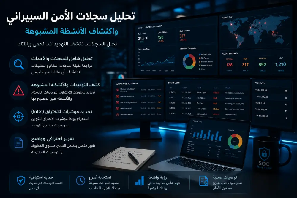 تحليل سجلات الأمن السيبراني واكتشاف الأنشطة المشبوهة