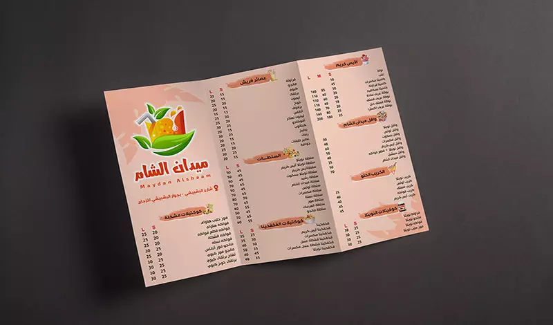 تصميم جميع المطبوعات فلاير رول أب قائمة طعام برشور بسعر مميز