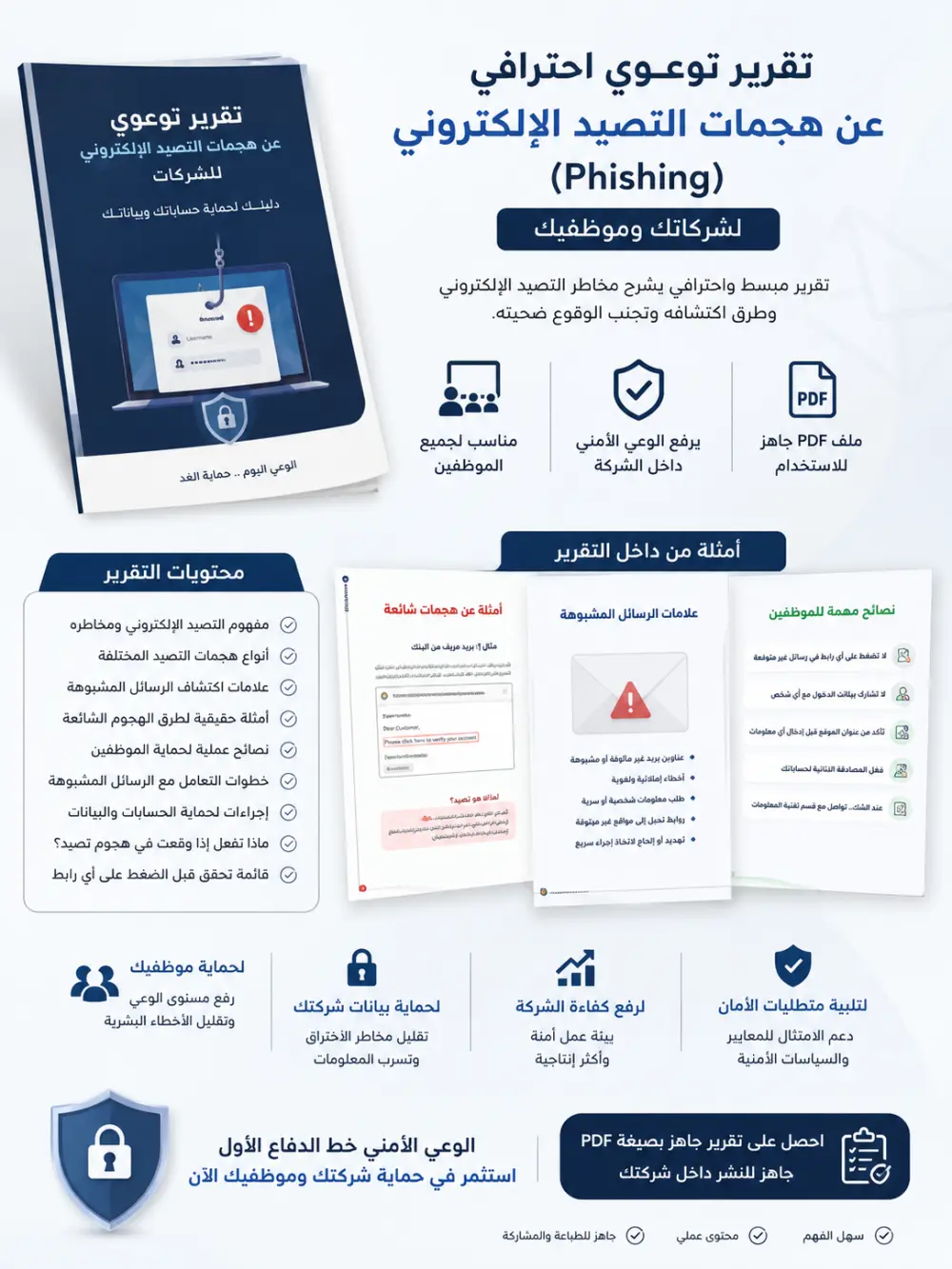 إنشاء تقرير توعوي عن هجمات التصيد الإلكتروني للشركات