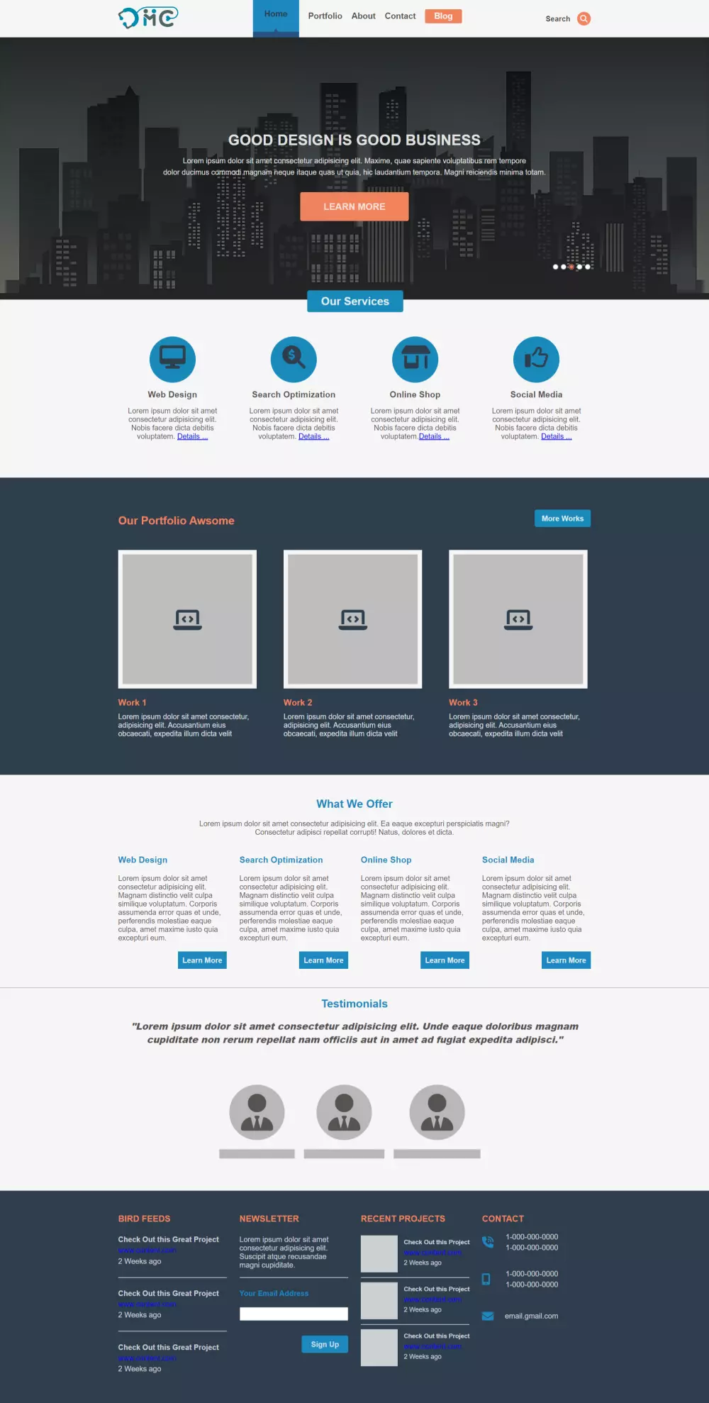 تصميم وبرمجة موقع صفحة واحدة احترافي باستخدام HTML, CSS, JavaScript, Bootstrap / Tailwind CSS