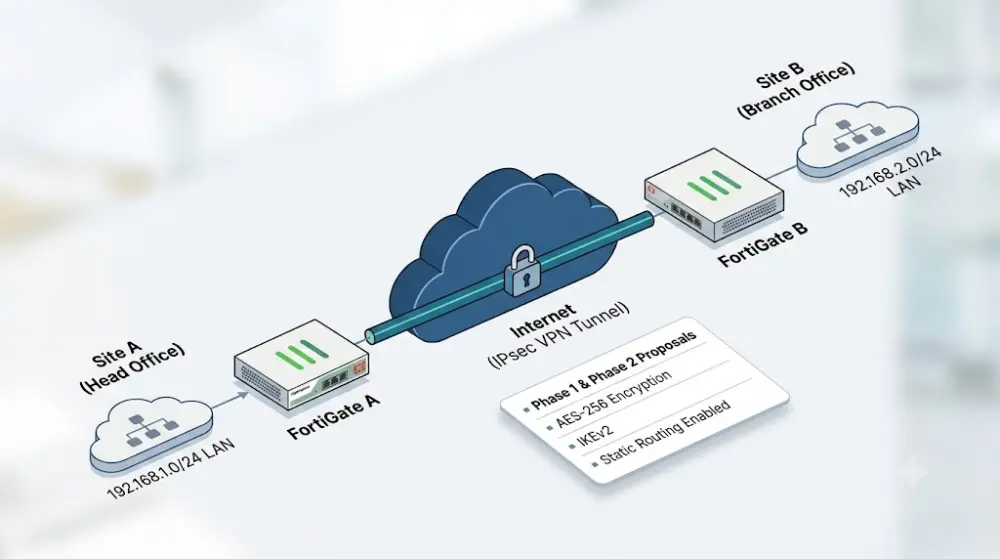 إعداد Site-to-Site IPsec VPN على FortiGate