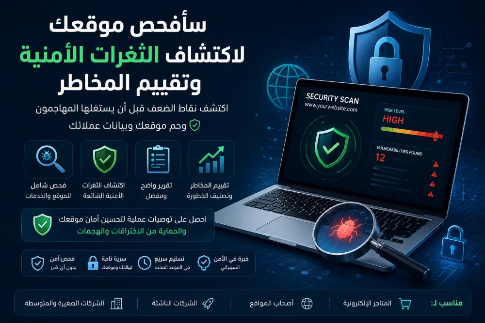 سأفحص موقعك لاكتشاف الثغرات الأمنية وتقييم المخاطر