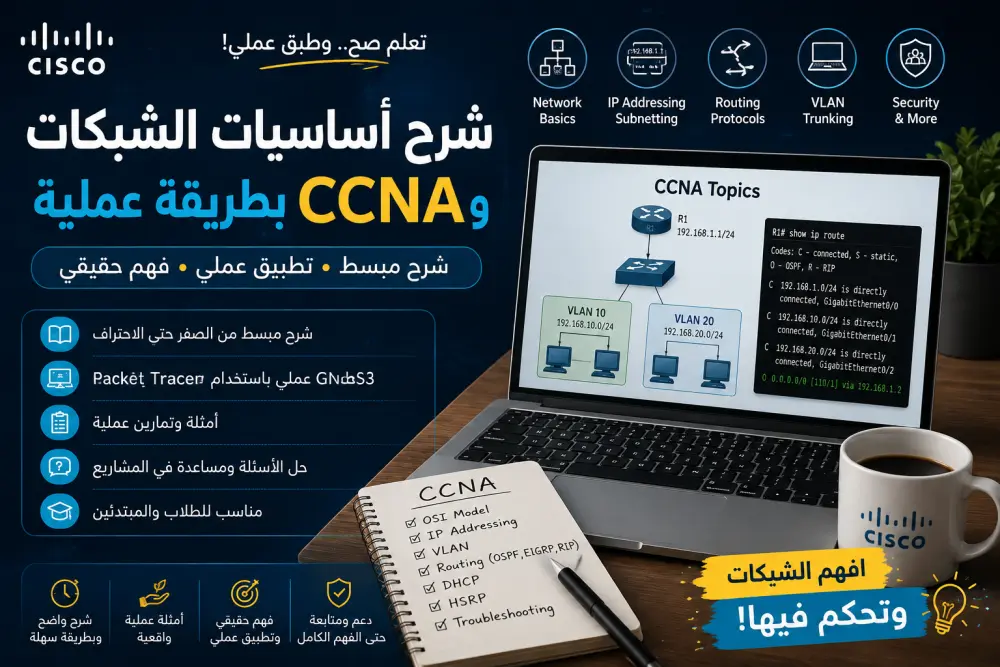 سأشرح لك موضوعًا واحدًا من CCNA مع تطبيق عملي